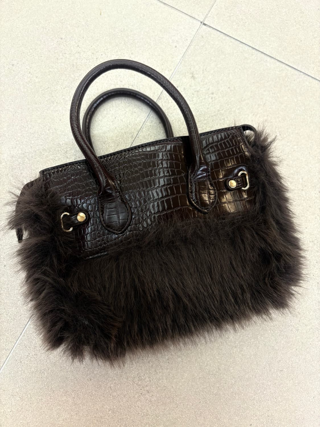 브라운 퍼 숄더백 상품이미지4