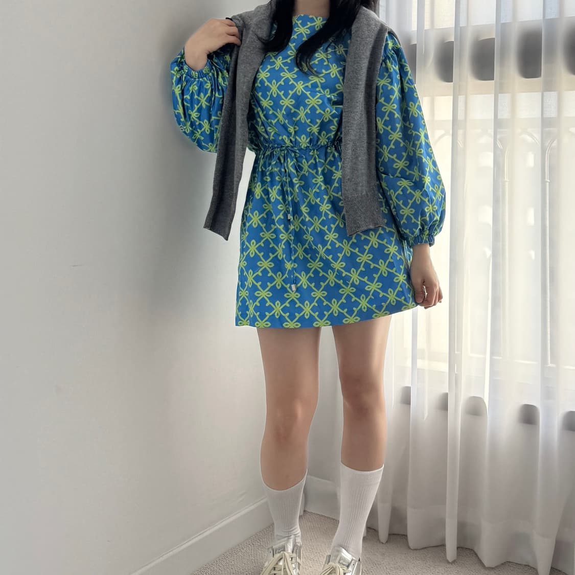 [러뷰이] 블루 로열 리본 원피스 러뷰이원피스 미니드레스 상품이미지3