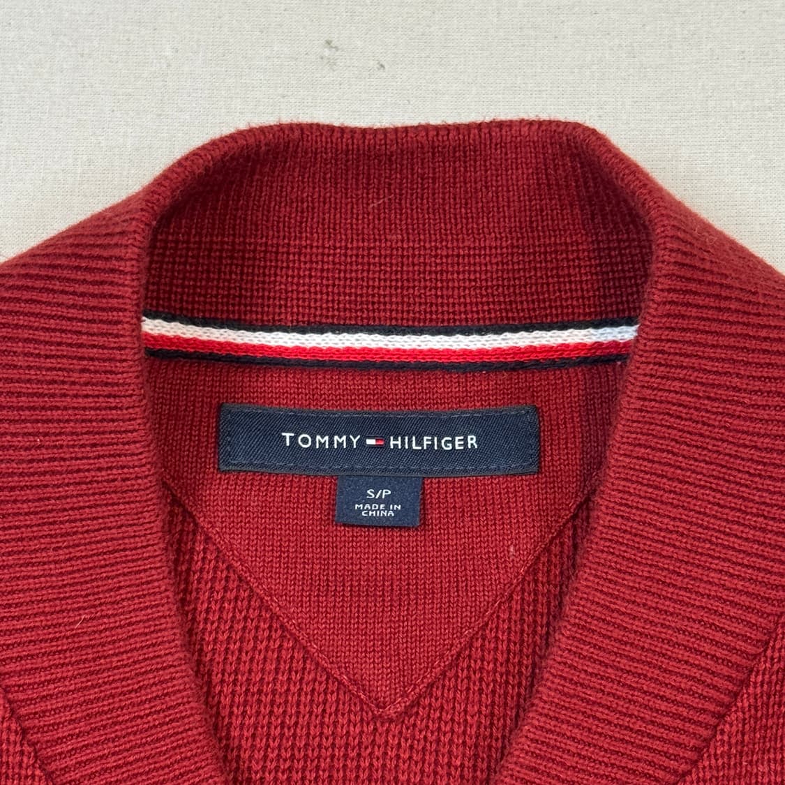 S) 타미힐피거 프리미엄코튼 니트 집업 레드 2way지퍼 상품이미지7