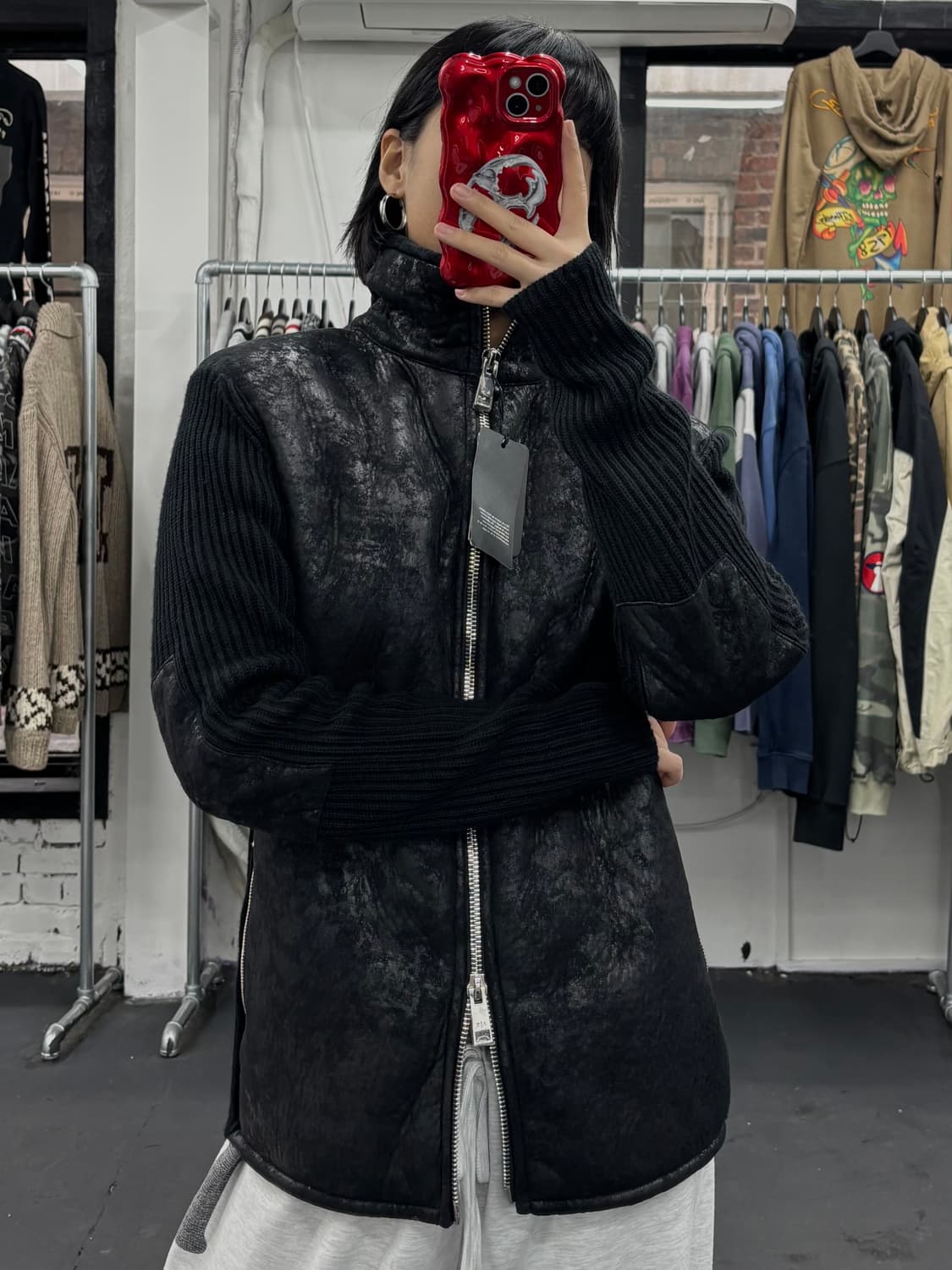 아르마니 익스체인지 스웨이드 니트 집업 상품이미지1