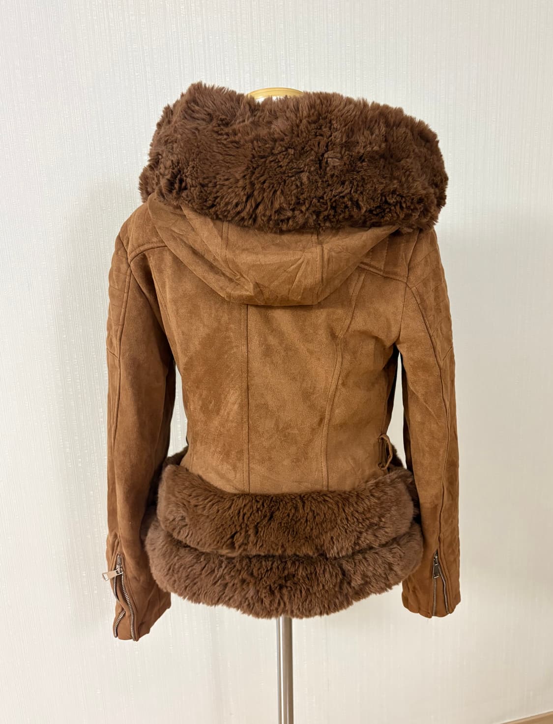 (Giorgia Fashion) 퍼 트리밍 슬림핏 무스탕 자켓 상품이미지2