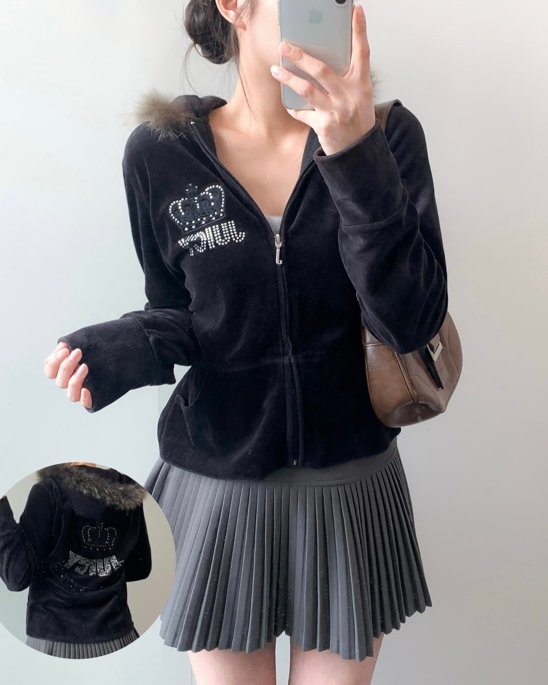 쥬씨 꾸띄르 벨벳 퍼 후드집업 상품이미지1