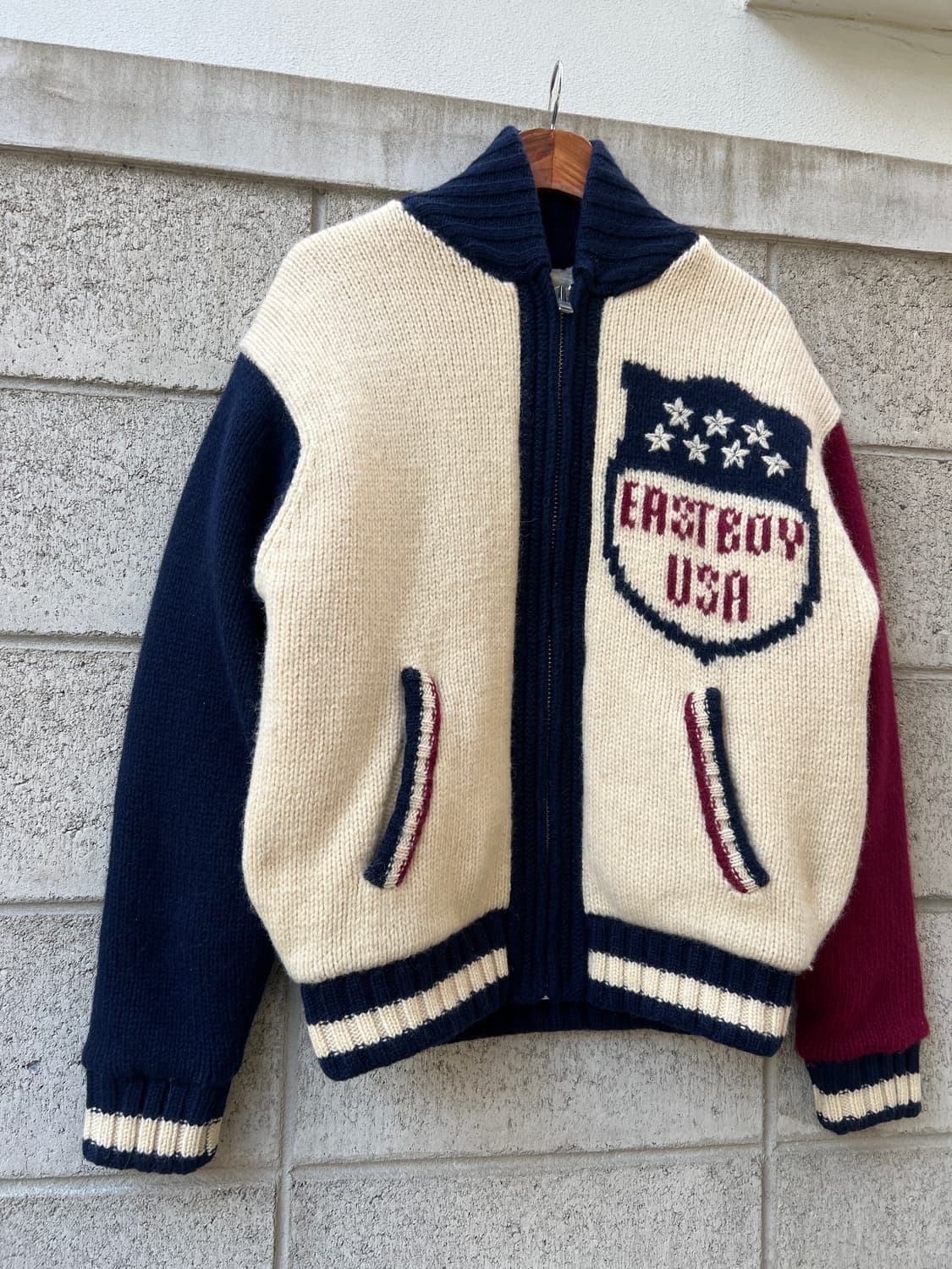 1990s EASTBOY KNIT ZIP UP BOMBER 니트울봄버 상품이미지3