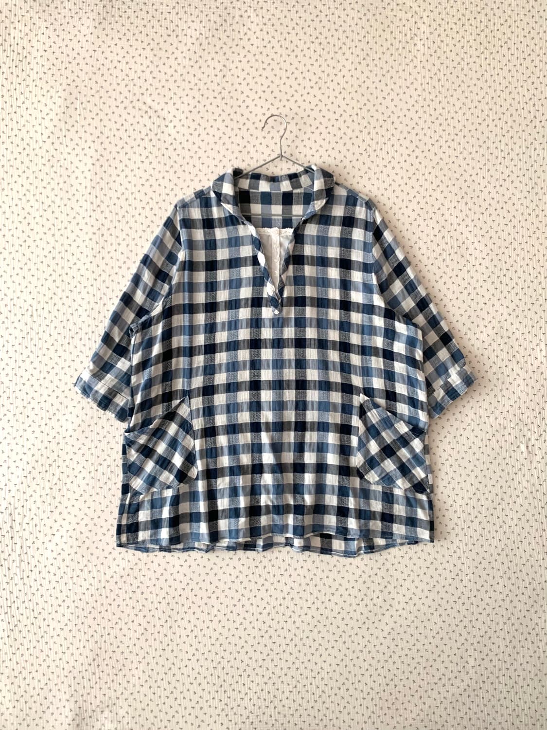 Cest Bien ! Vous 체크 둥카 레이스 셔츠 상품이미지1