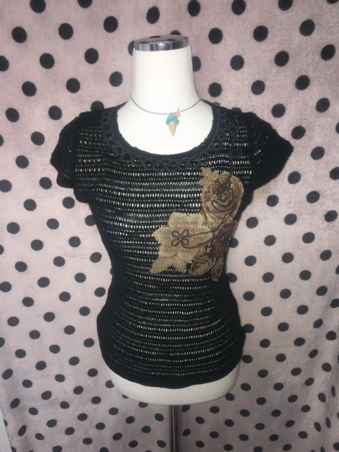 KanNa shop 빈티지 페어리 모리 플라워 니트  탑 상품이미지2