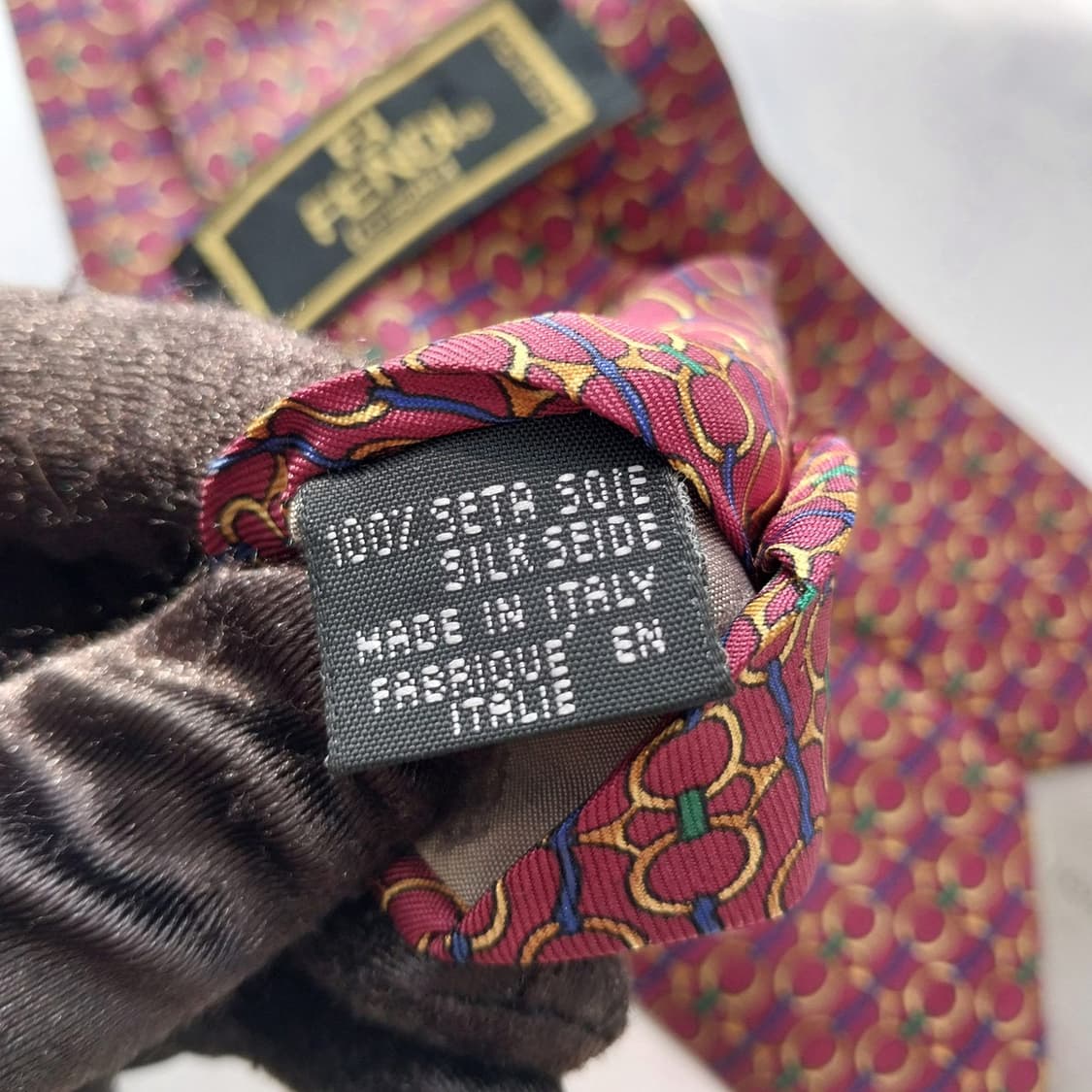 펜디 실크 브라운  체인 패턴 넥타이 9.4cm A등급 K2145
 상품이미지6