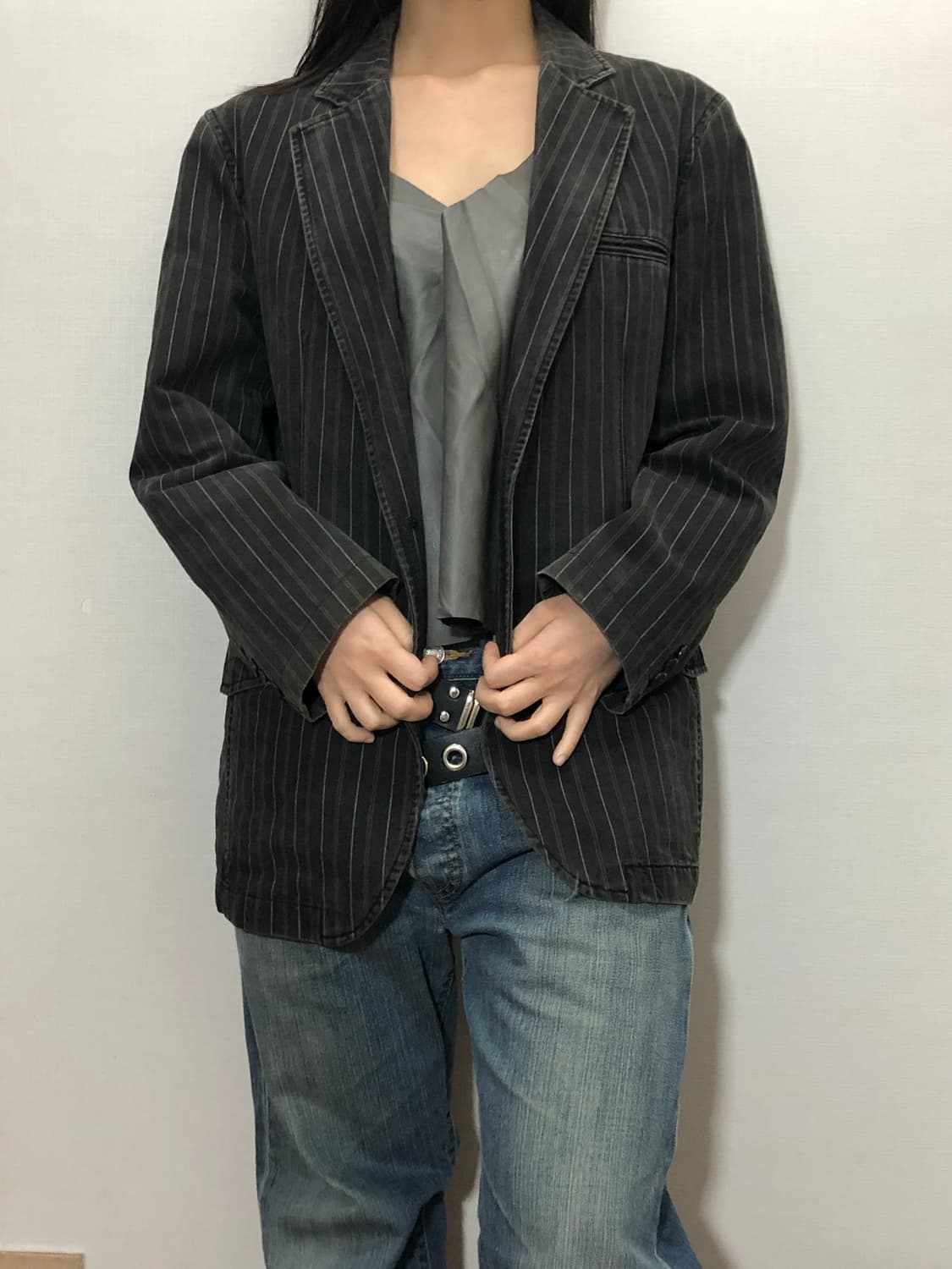 빈티지 빈폴 그레이 스트라이프 자켓 상품이미지6