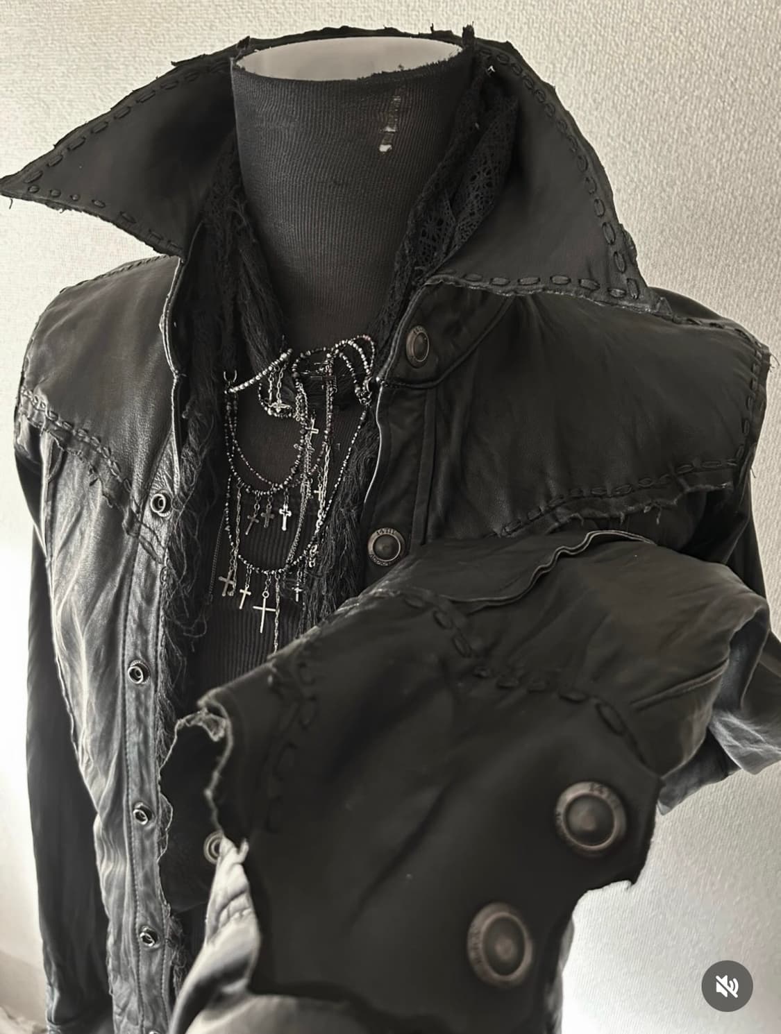 14th addiction rare cutting leather shir 상품이미지5