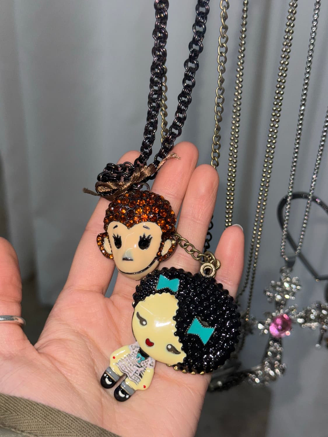 y2k 큐빅 몽키 네크리스 상품이미지1