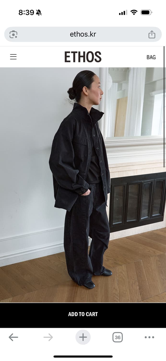 새) 에토스 하이넥 데님 자켓 블랙 상품이미지1