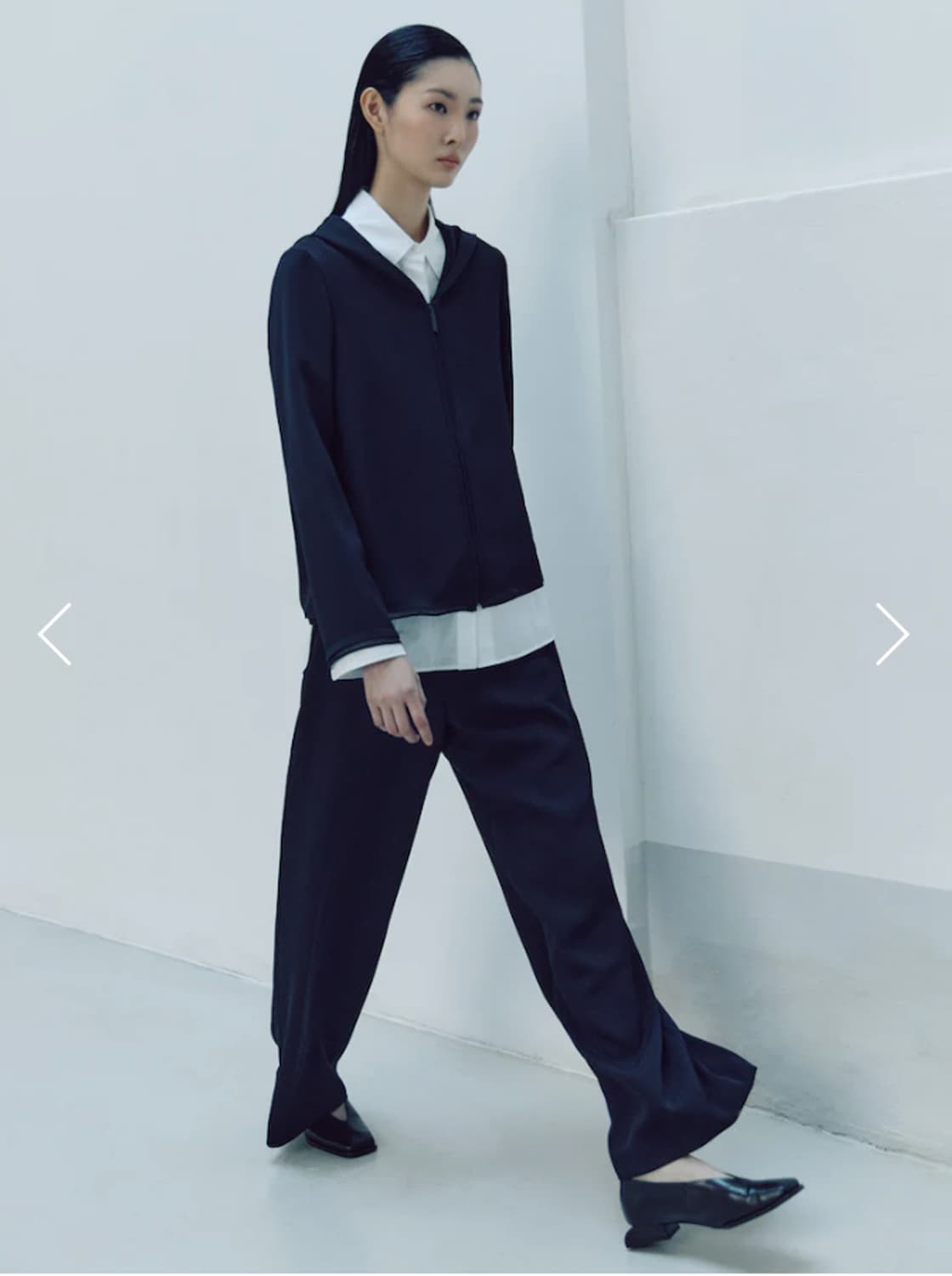 구호 25 신상 크링클 후드 집업 여성 플리츠 자켓 M 블랙 상태좋음 상품이미지6