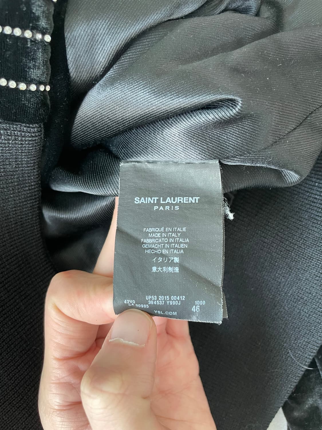 생로랑 fw15 라인스톤 벨벳 블루종 봄버자켓 상품이미지9