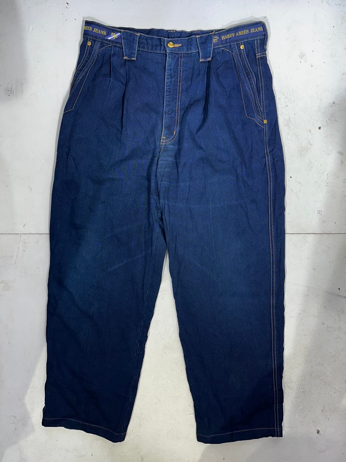 90s 일본 빈티지 진청 hardy 자수 와이드 힙합 데님 팬츠 청바지  상품이미지4