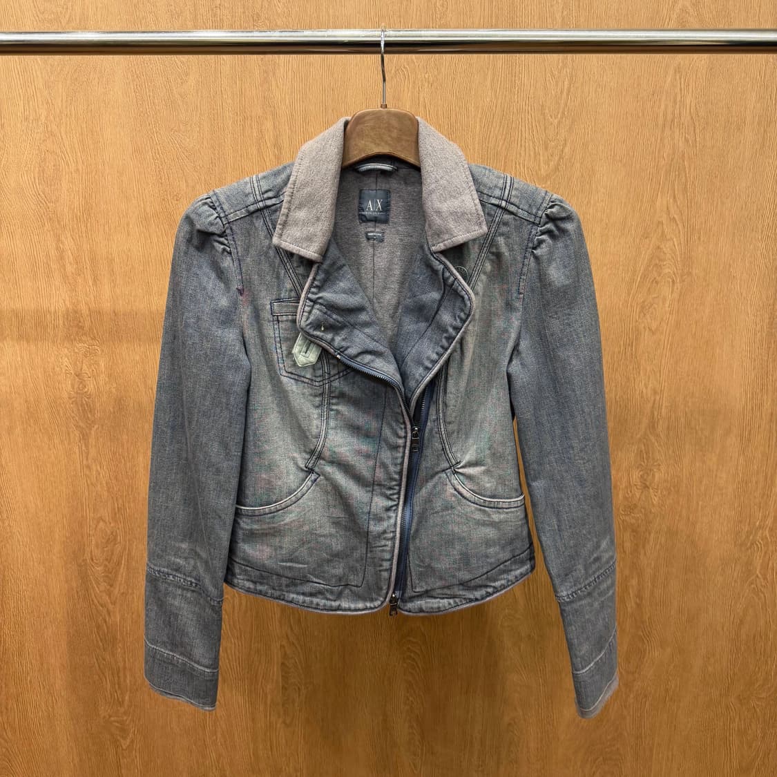 아르마니 익스체인지 긴팔 카라넥 집업 사선 지퍼 디테일 빈티지 그레이 상품이미지2