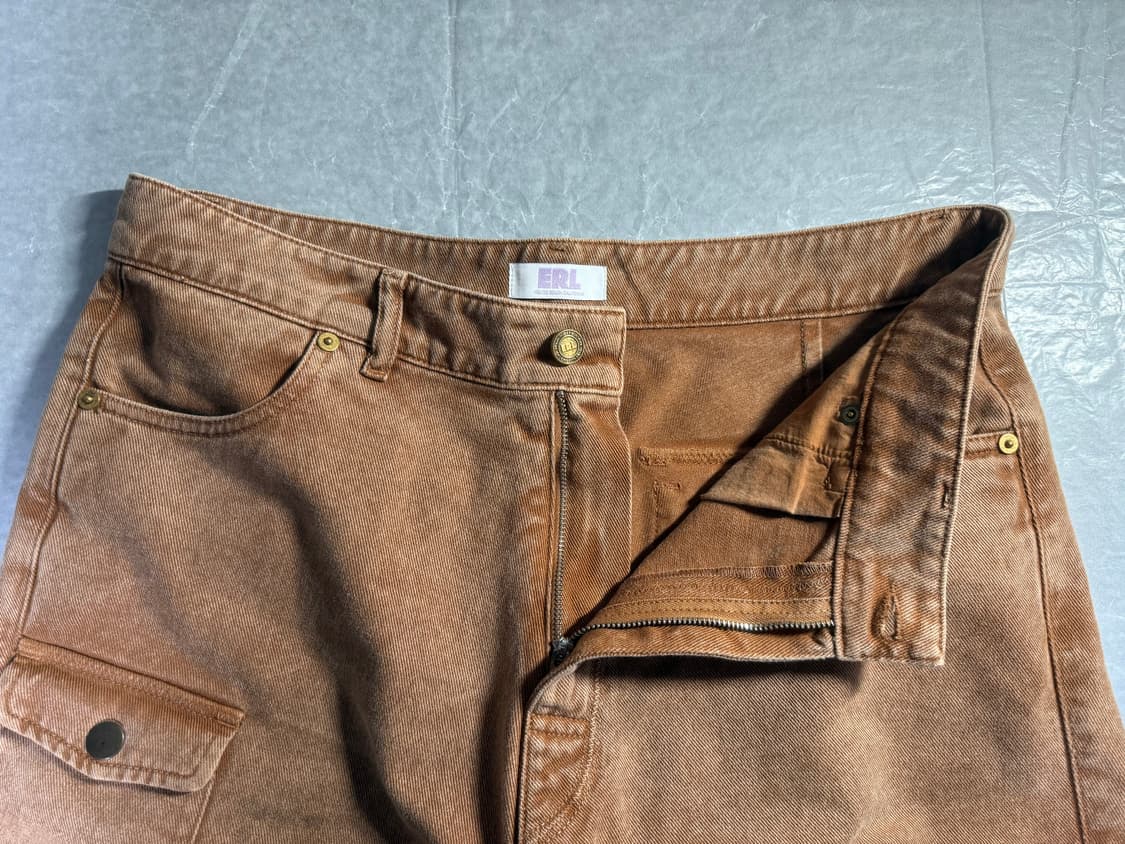 [M] ERL 데님 카고 쇼츠 브라운 이알엘 상품이미지8