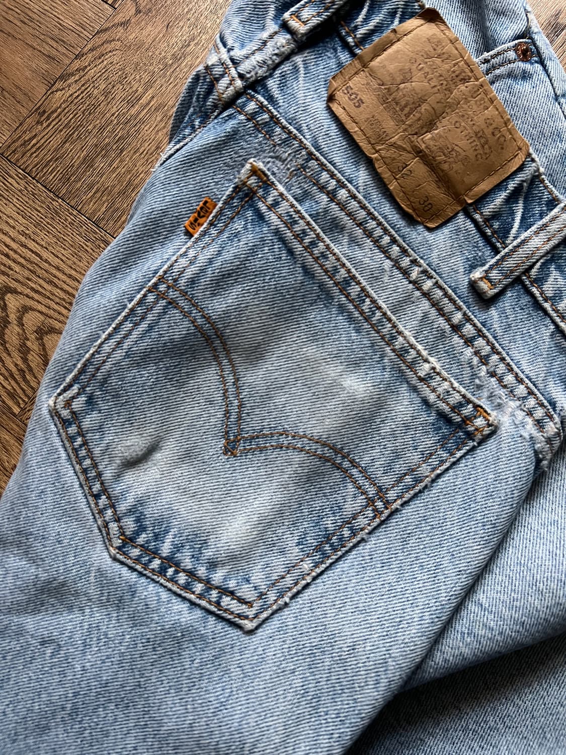 [32]90's 리바이스 USA 505 오렌지탭 빈티지 워싱 데님 팬츠 상품이미지5