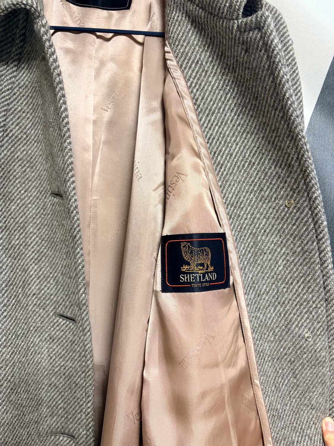 셰틀랜드 울 100% 헤링본 롱코트 상품이미지3