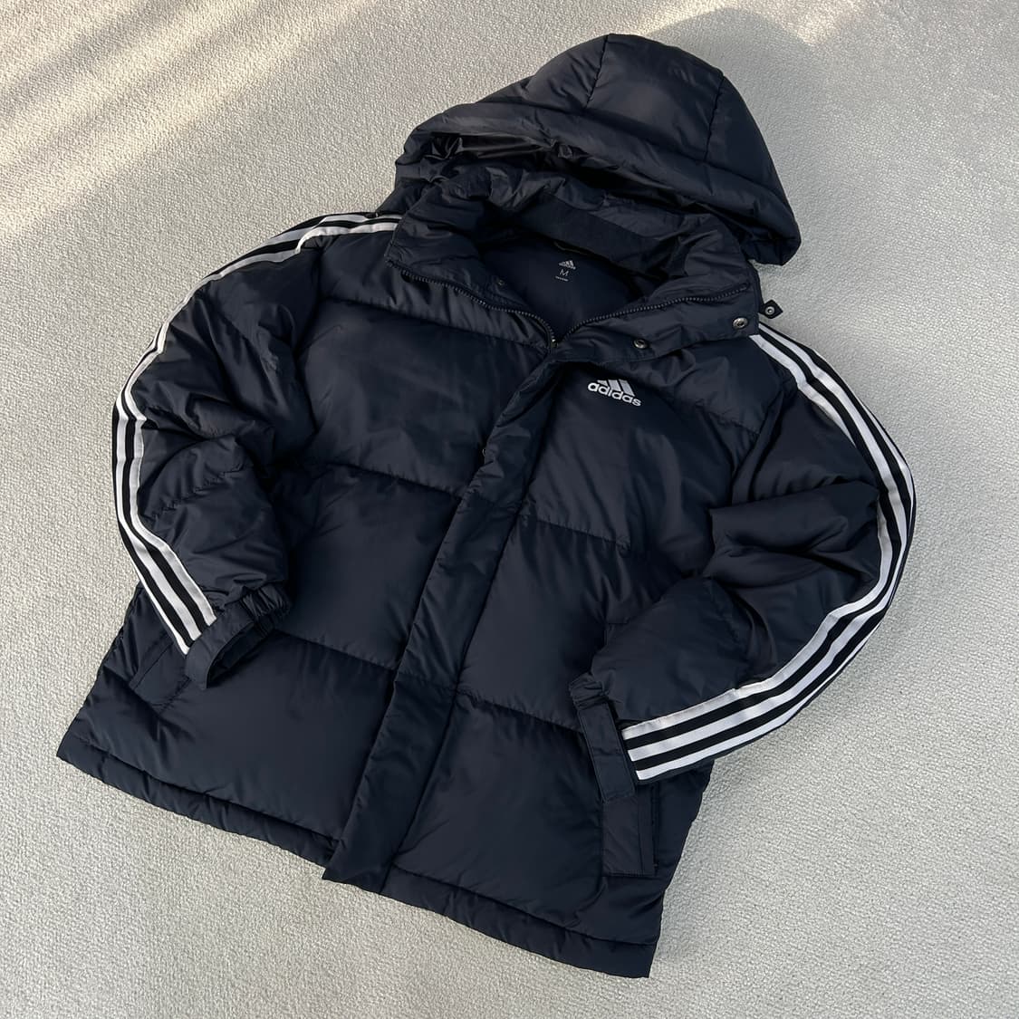 아디다스 3선 패딩 점퍼 블랙 95 상품이미지1