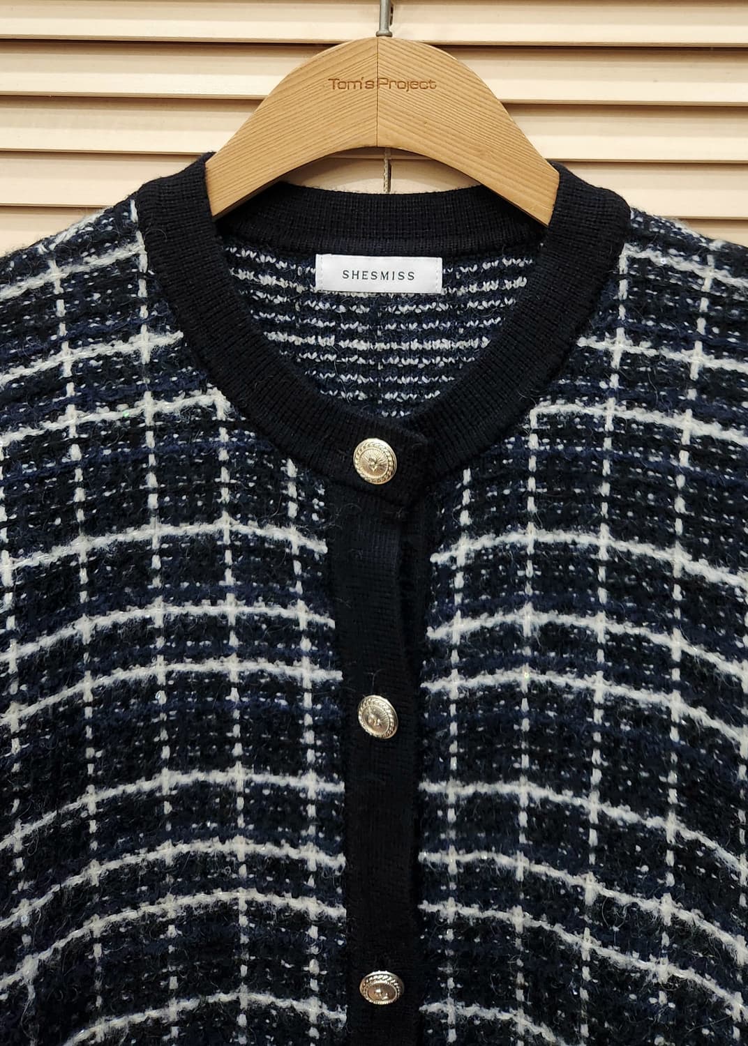 쉬즈미스 트위드금장 체크 가디건니트 상품이미지2