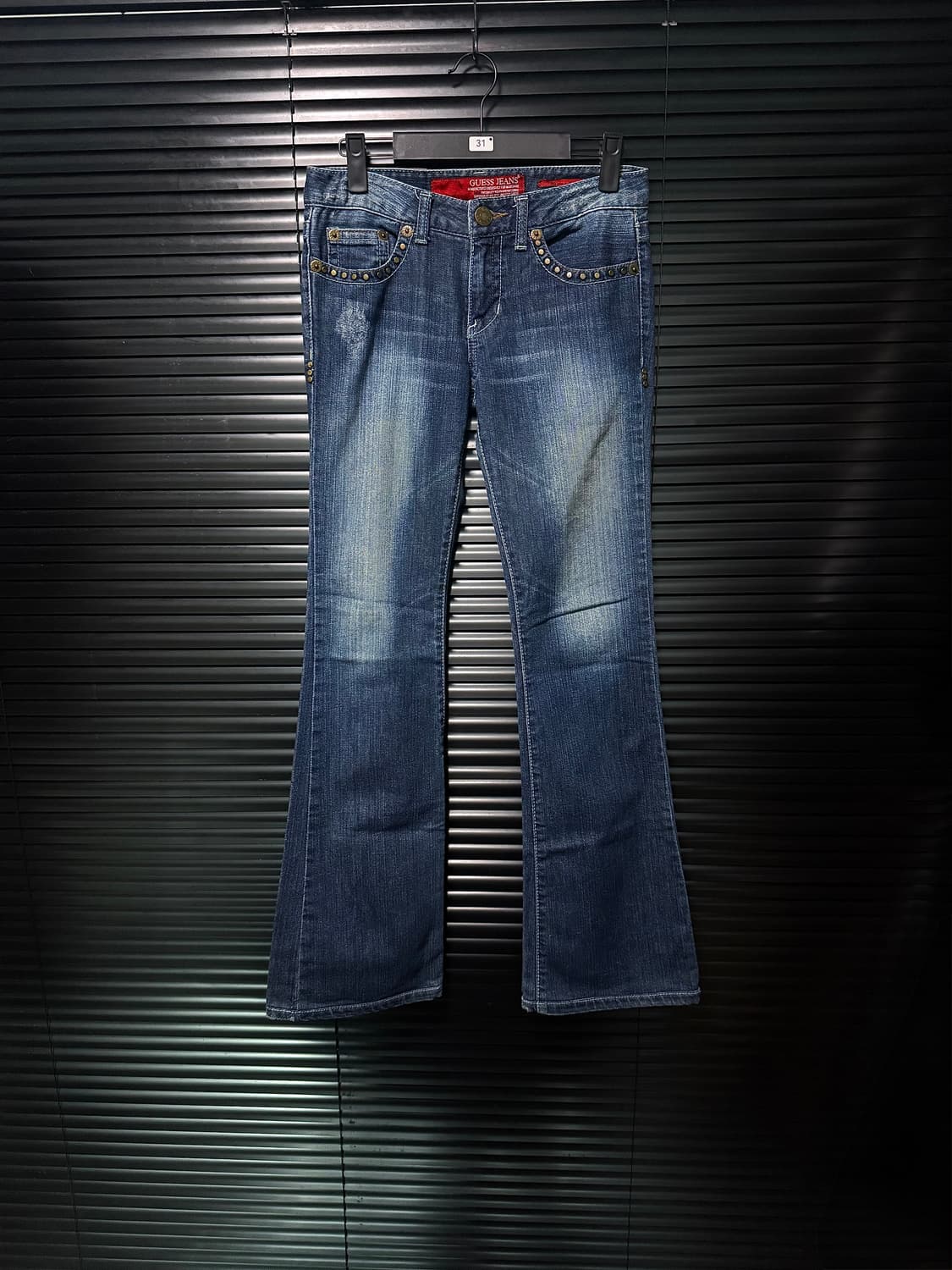 게스 찡 스터드 워싱 데님 부츠컷 나팔 플레어 웨스턴 24 고스 펑크 락 상품이미지1