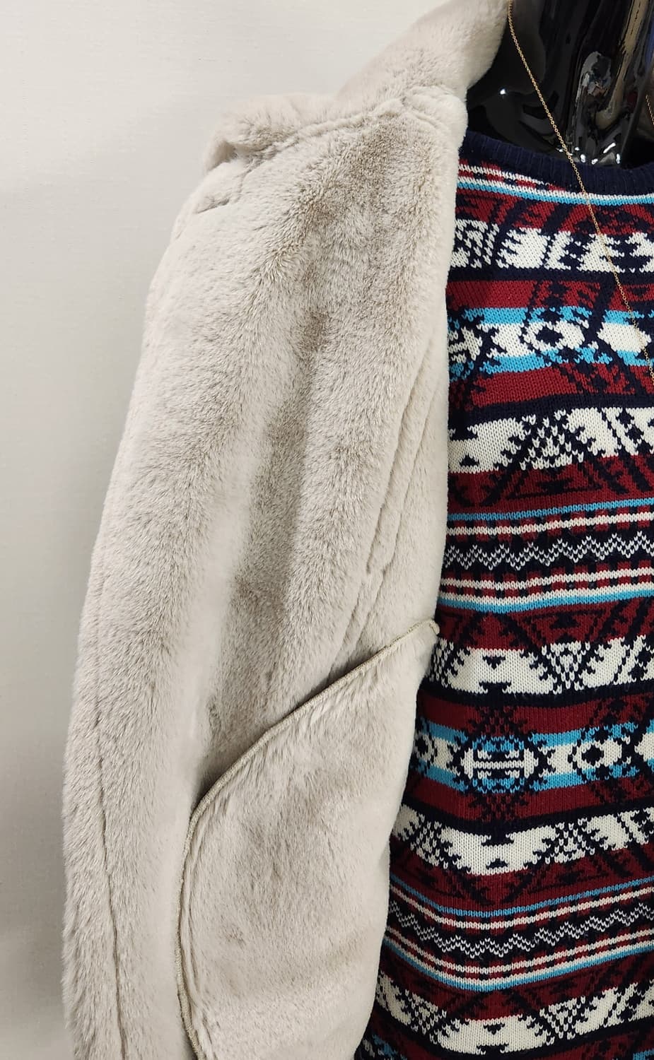 아이보리 무스탕코트 상품이미지6