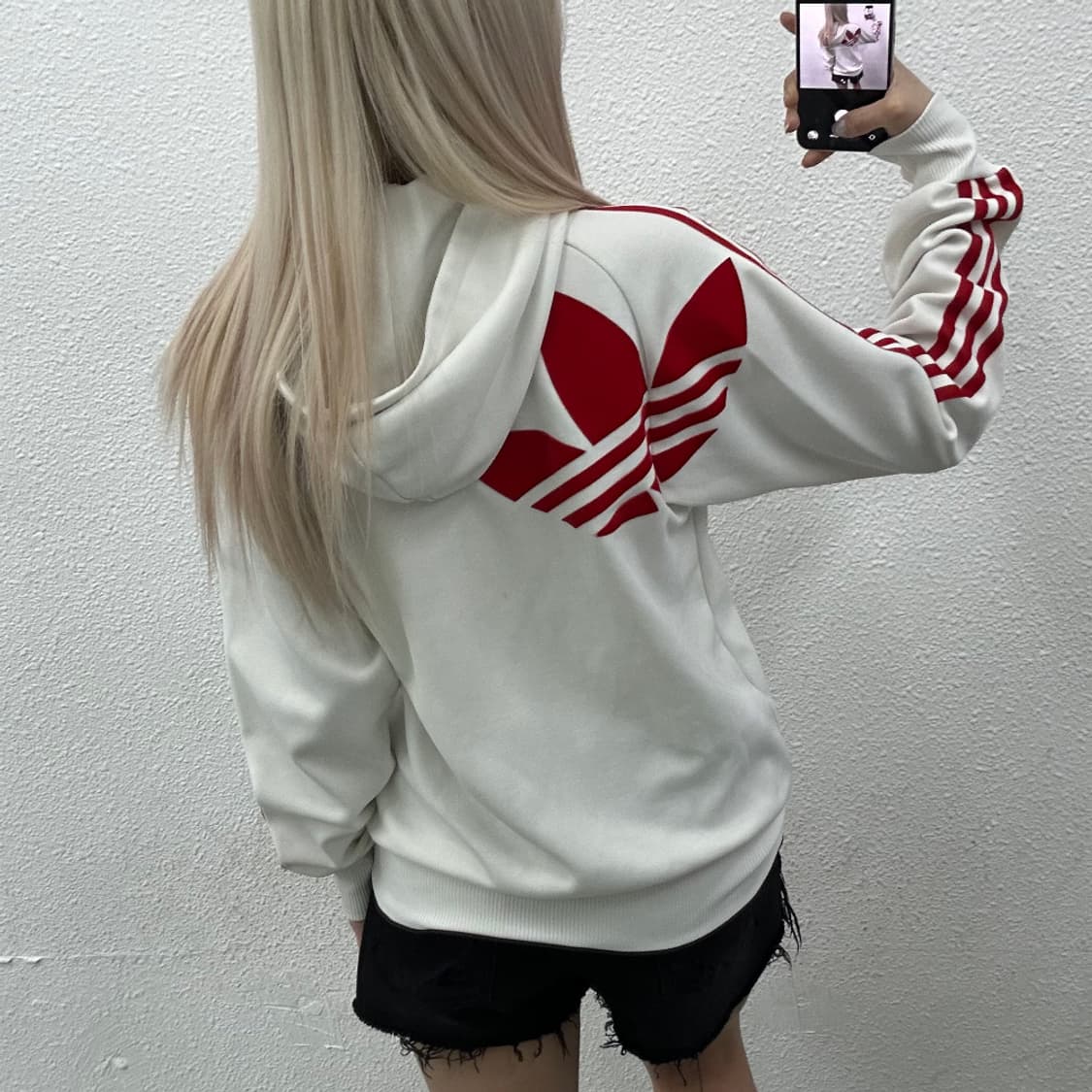 아디다스 레드라인 화이트 플락 후드집업 95 상품이미지3