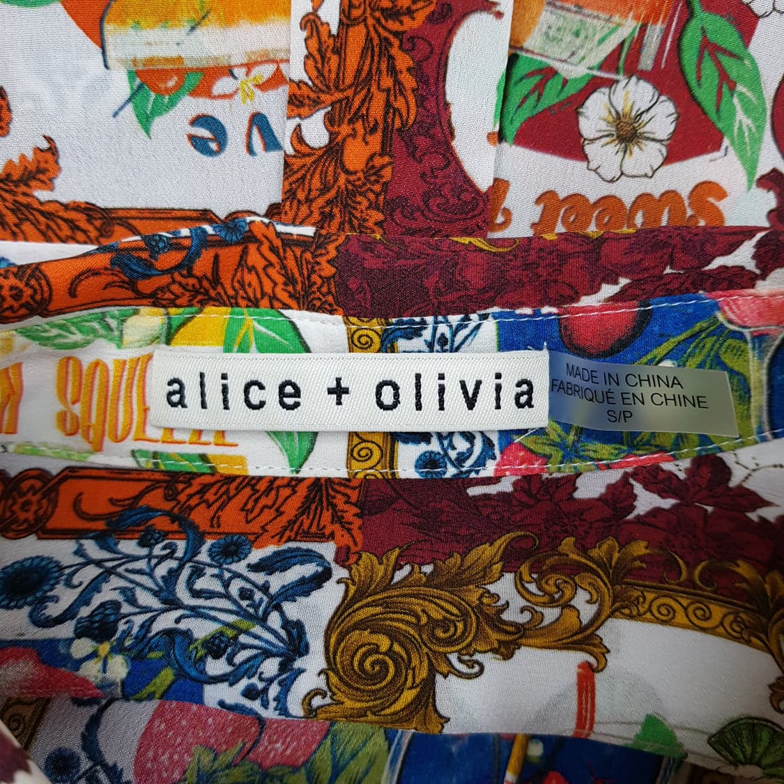 Alice Olivia 2024 멀티컬러 실크 프린트 셔츠 S사이즈 상품이미지6