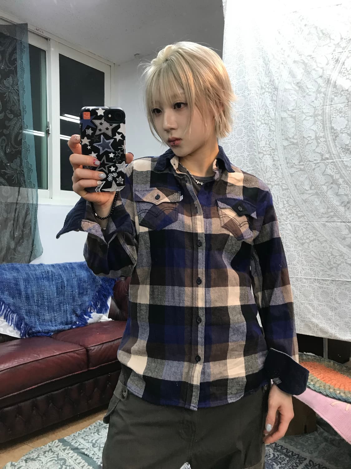 리바이스 여성 투포켓 체크 셔츠  상품이미지1