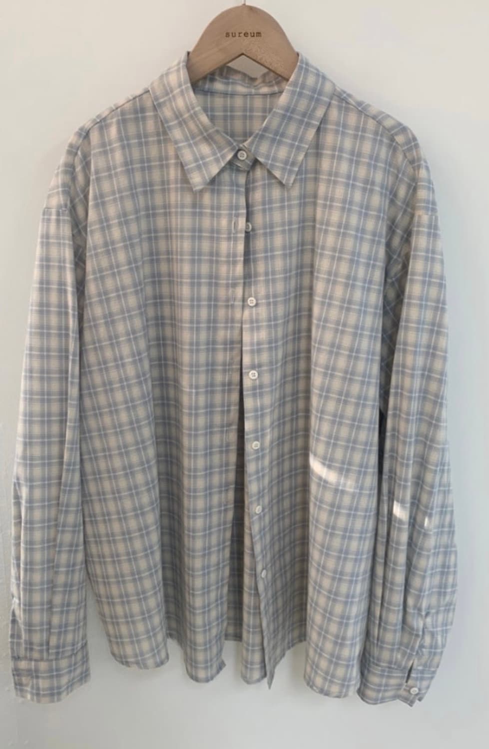 수름마켓 크리미 체크 남방, 블라우스 상품이미지3