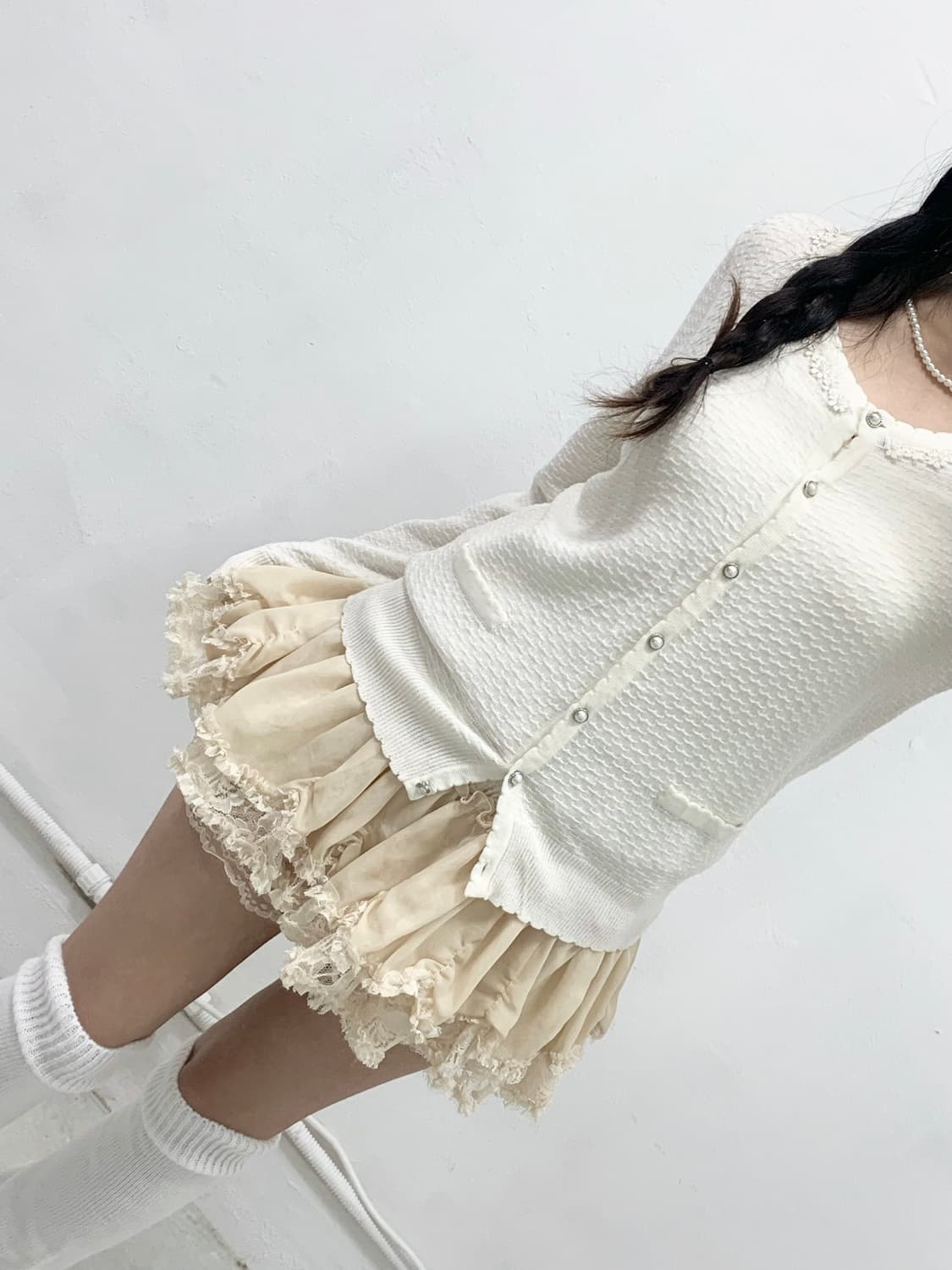 [C.D.S] 로걀 달천깔 비즈 레이스 가디건 상품이미지4