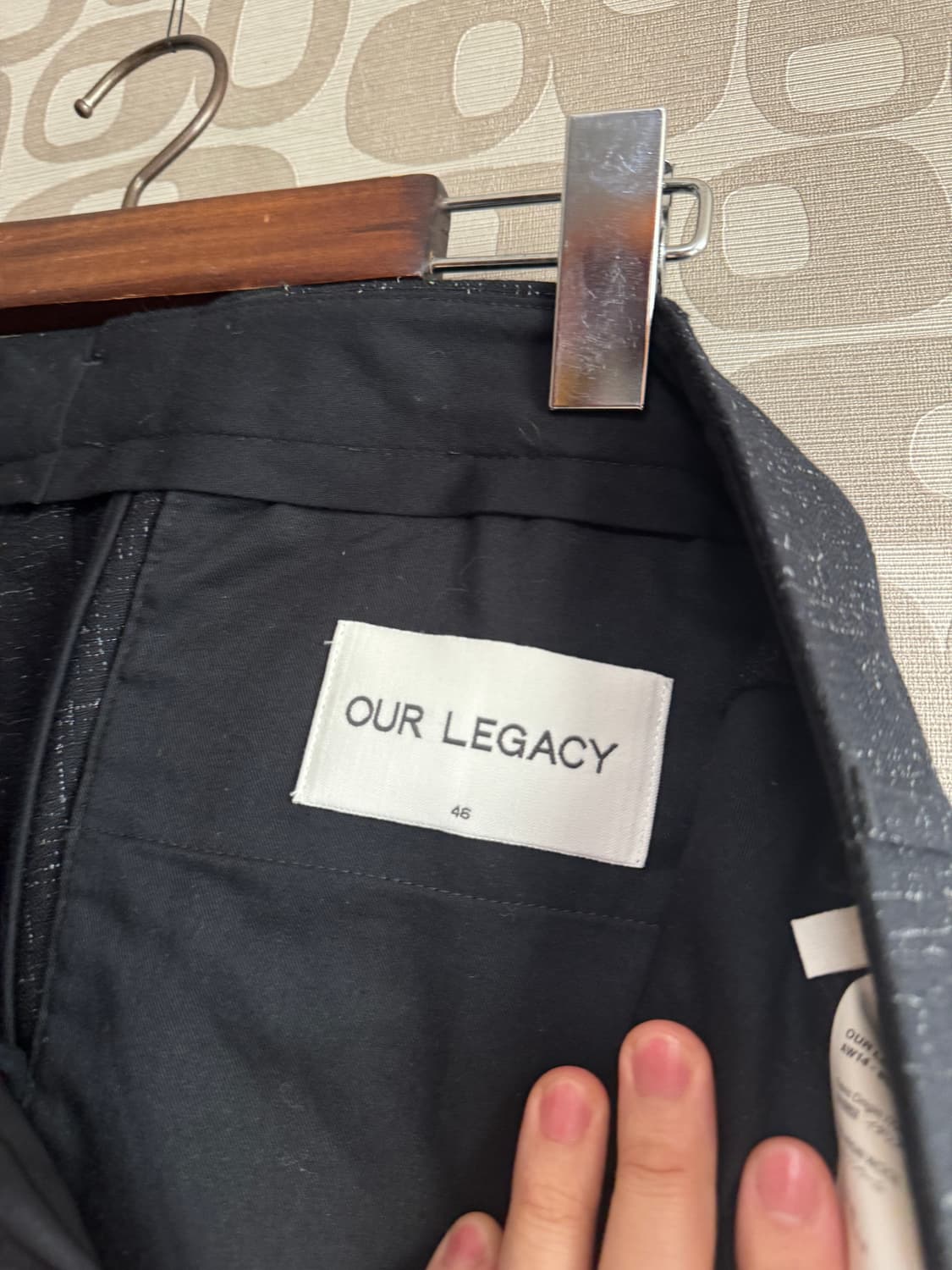 Our Legacy 아워 레가시 블랙 메탈릭 패턴 울 팬츠 바지 46 상품이미지5