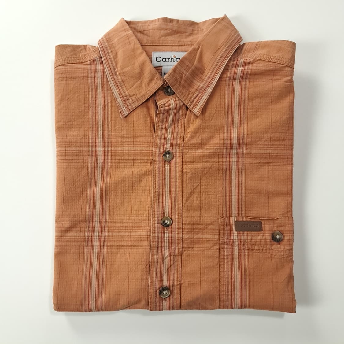 CK189 L 칼하트 00s 브라운 스트라이프체크 반팔 셔츠 남방 상품이미지8