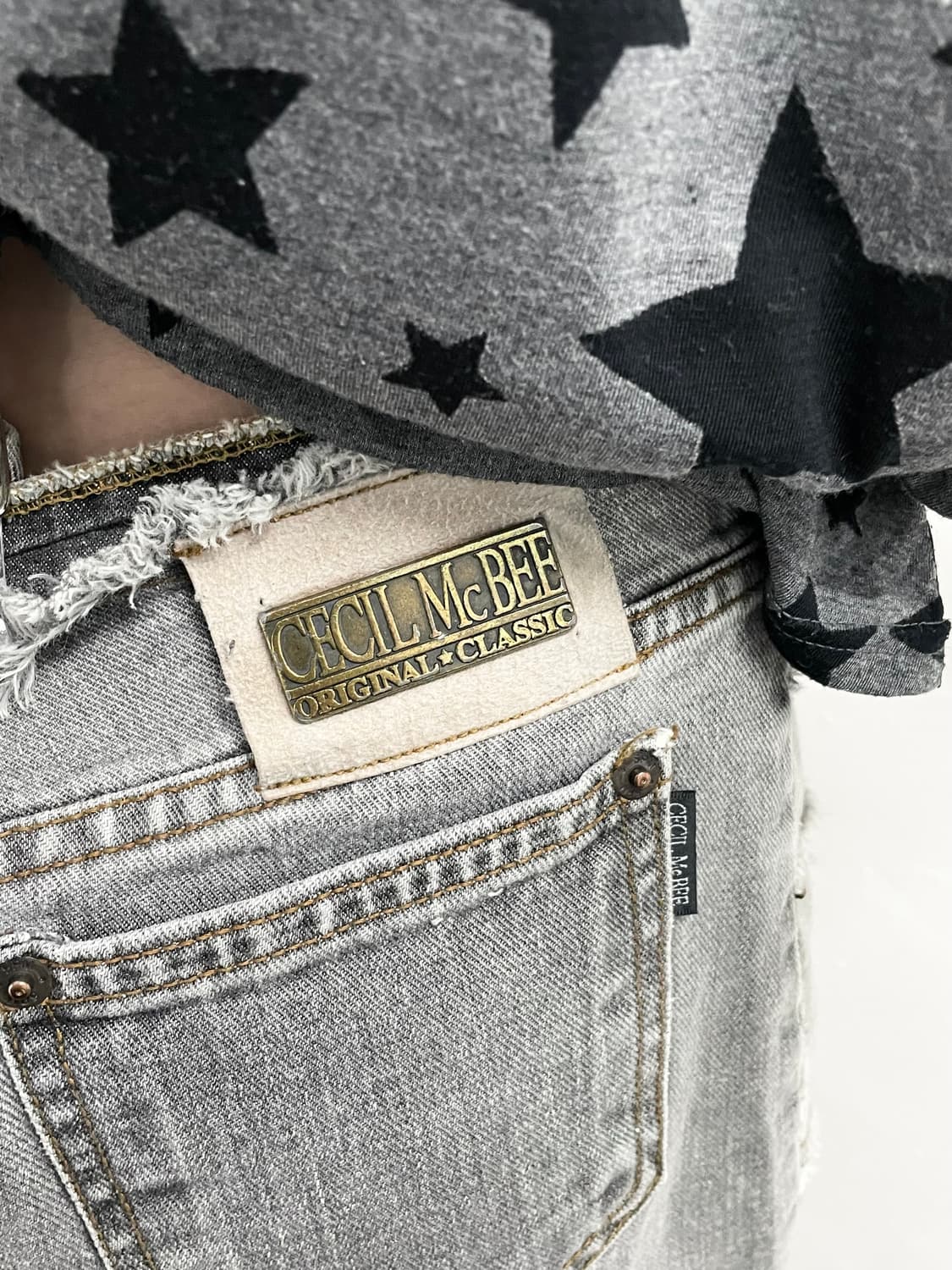 세실맥비 갸루 흑청 패치워크 스커트 상품이미지3