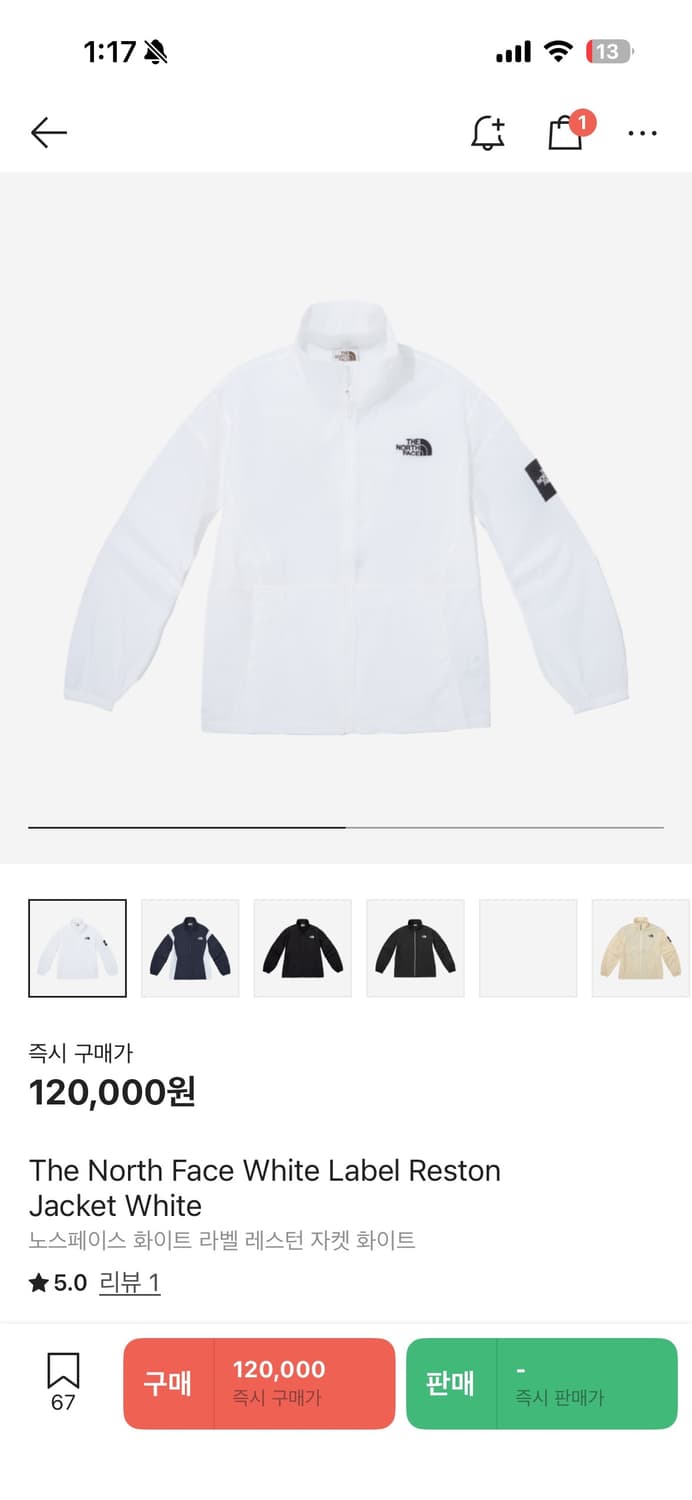 노스페이스 화이트 라벨 Reston 자켓 화이트 상품이미지1