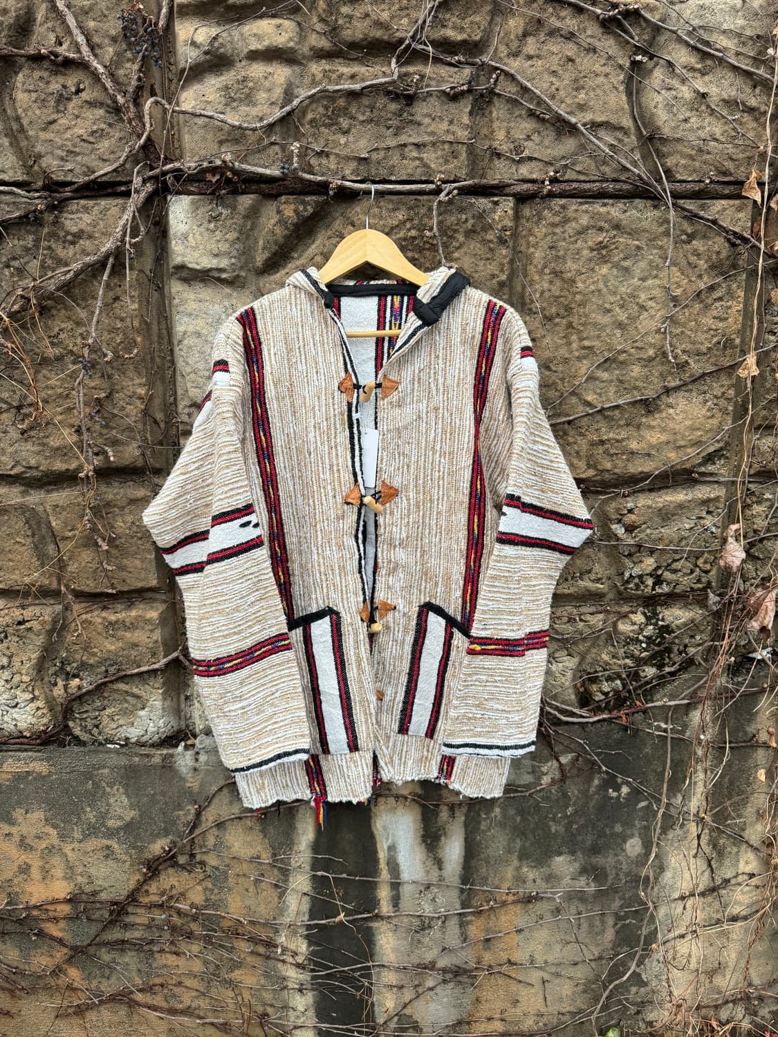 모로칸 러그 블랑켓 핸드메이드 후드 더플 코트 자켓 상품이미지1