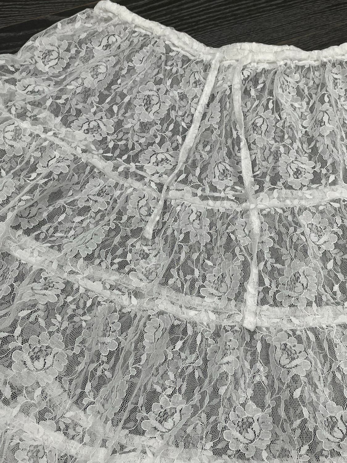 생화이트 시스루 레이스 스커트 달천 갸루 레이어드 상품이미지3