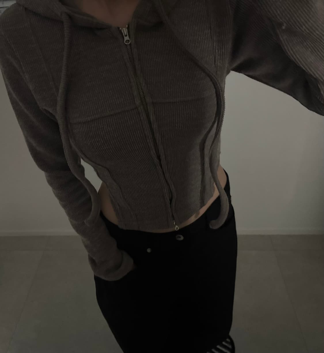 개말라핏) 브라운 니트 후드집업 상품이미지3