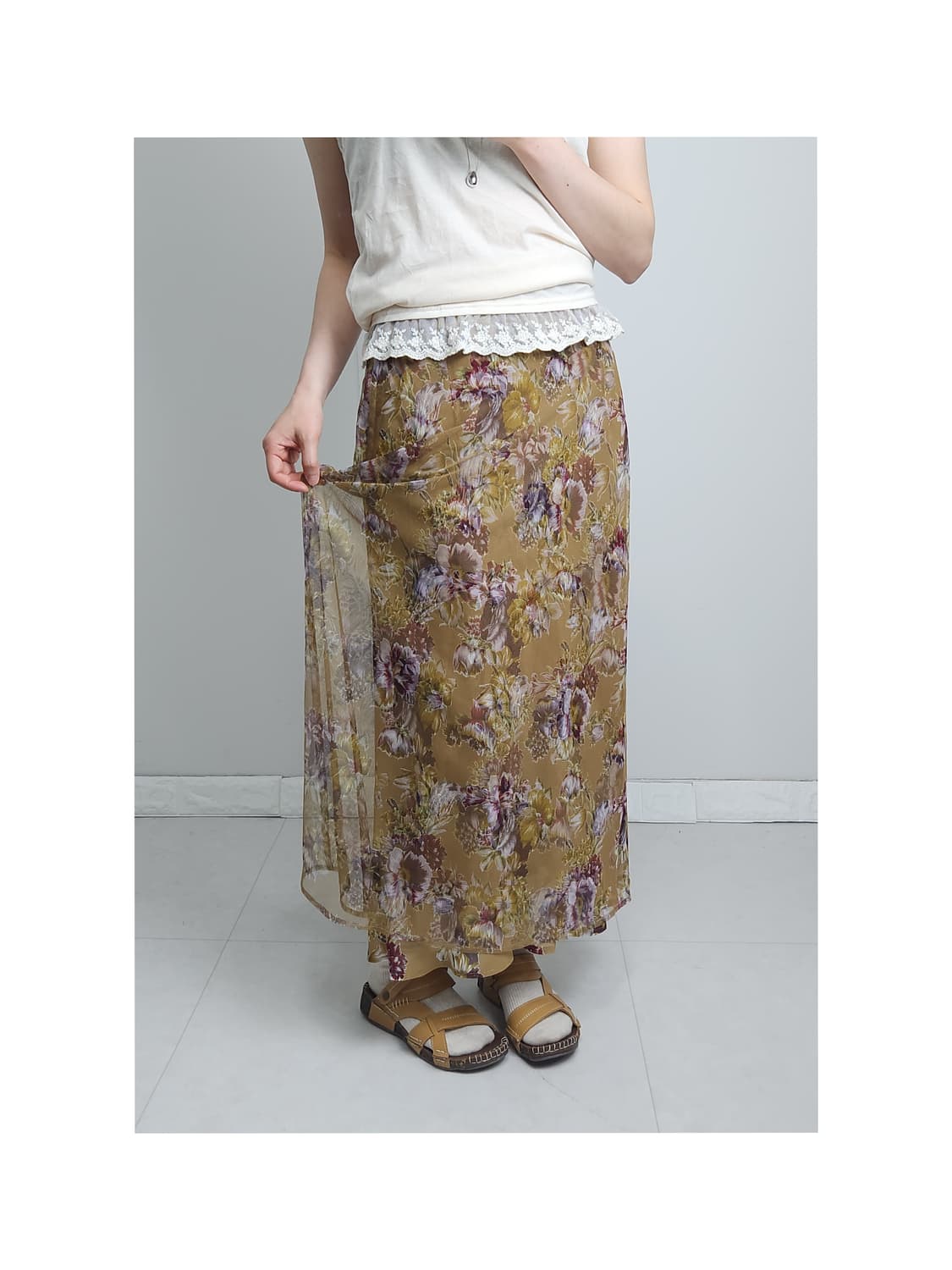 플로럴 샤 레이어드 스커트 상품이미지1