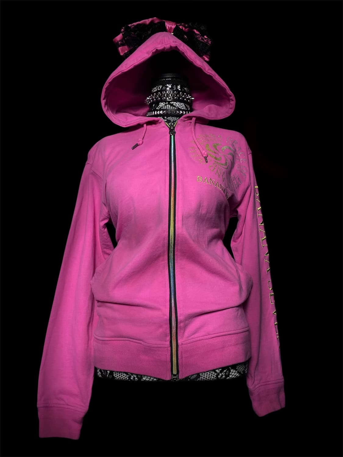 JPN 펑크 핑크 레인보우 지퍼 후드집업 상품이미지1