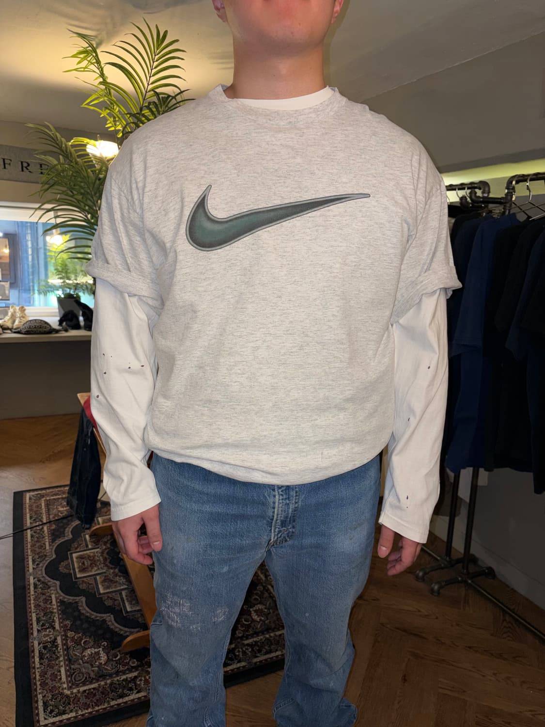 90’s Nike big swoosh logo print T-shirt  상품이미지4