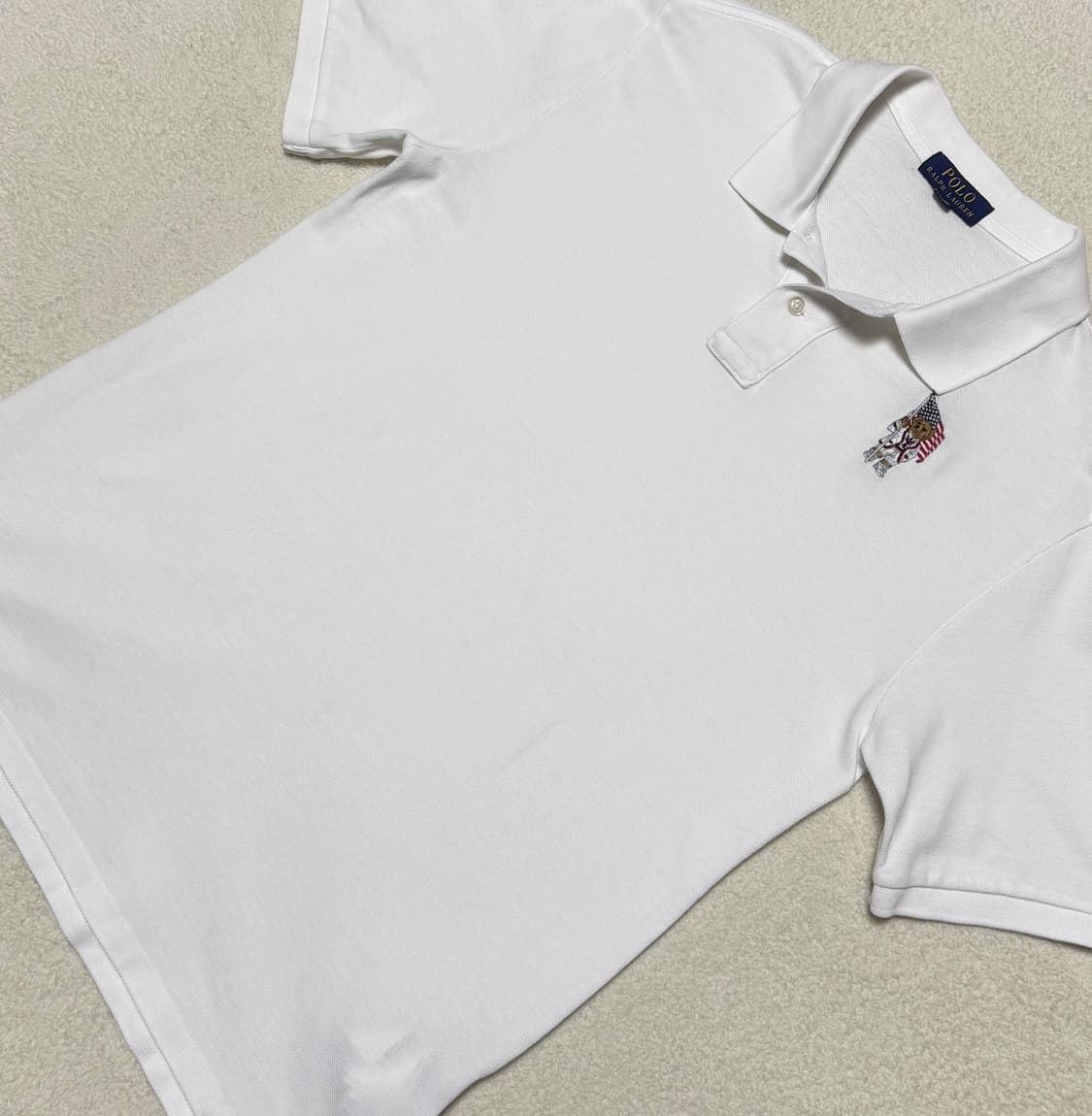 폴로 랄프로렌 성조기 테디베어 화이트 카라 반팔 상품이미지3