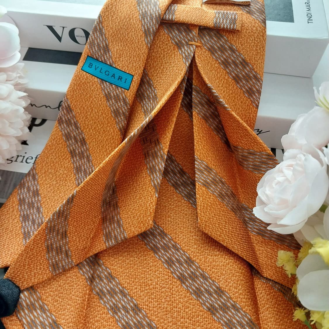 불가리 실크 세븐폴드 스트라이프 넥타이 9.8cm A+등급  K1263
 상품이미지4