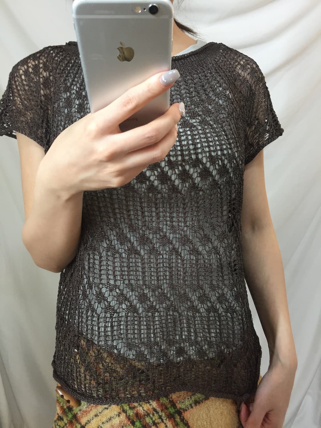 브라운 시스루 그물니트 상품이미지6