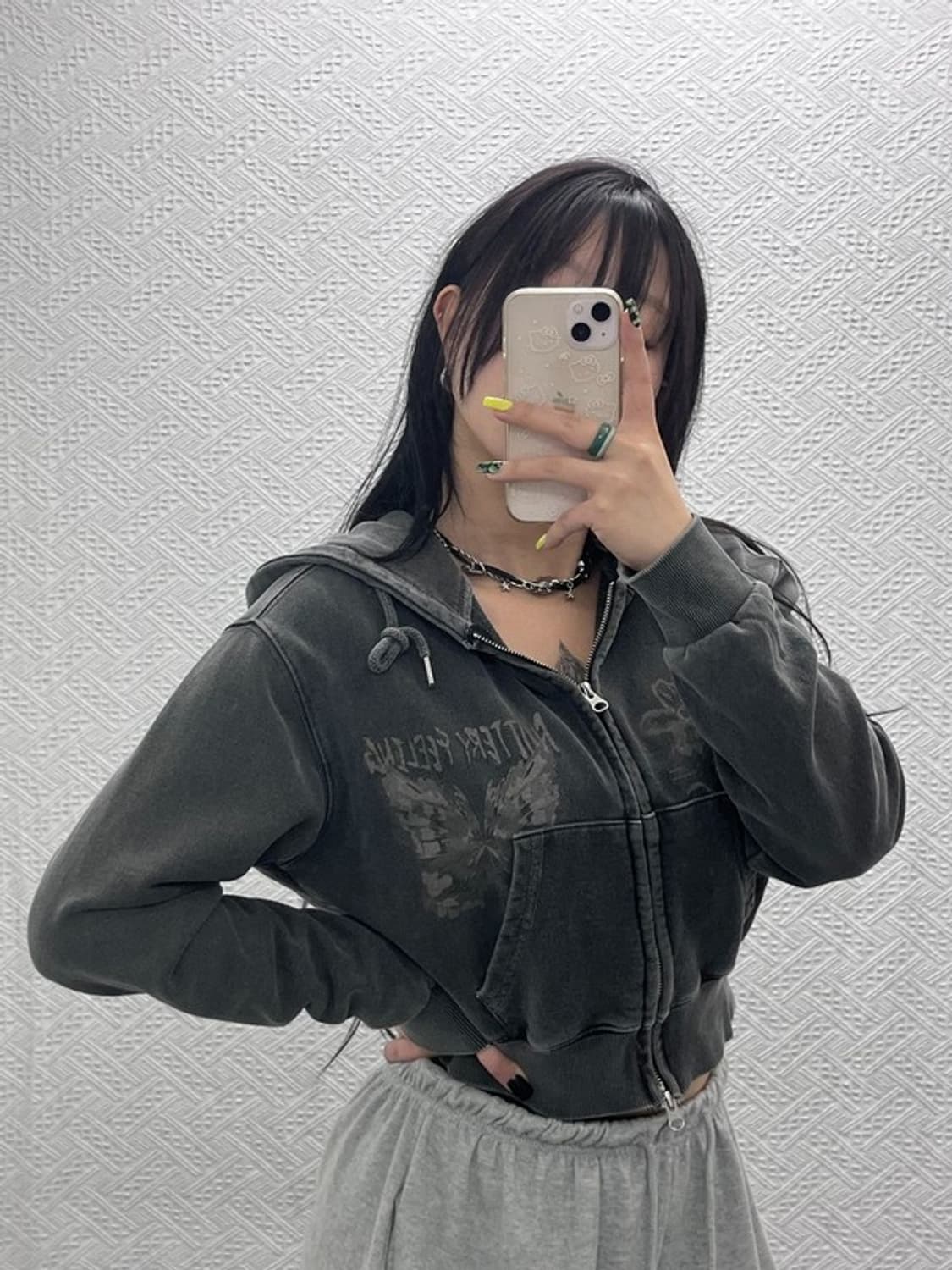 꼼파뇨 빈티지 피그먼트 키치 히피 프린팅 크롭 후드 집업 M C07489 상품이미지1