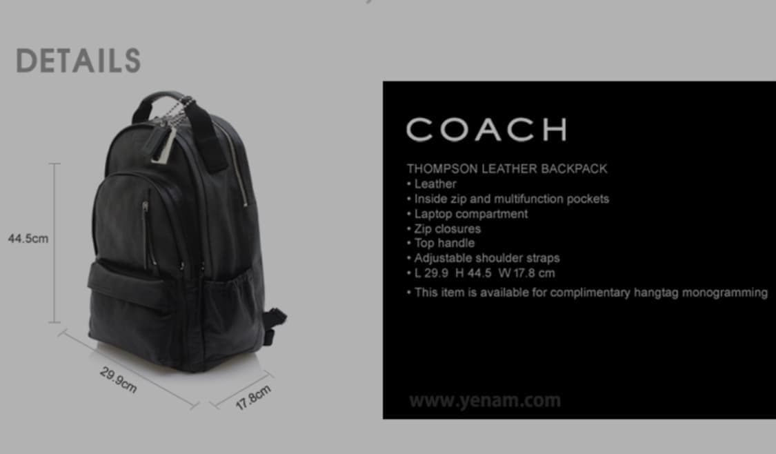 코치(COACH) 남성 톰슨 레더 백팩 30 x 44.5 size 상품이미지10