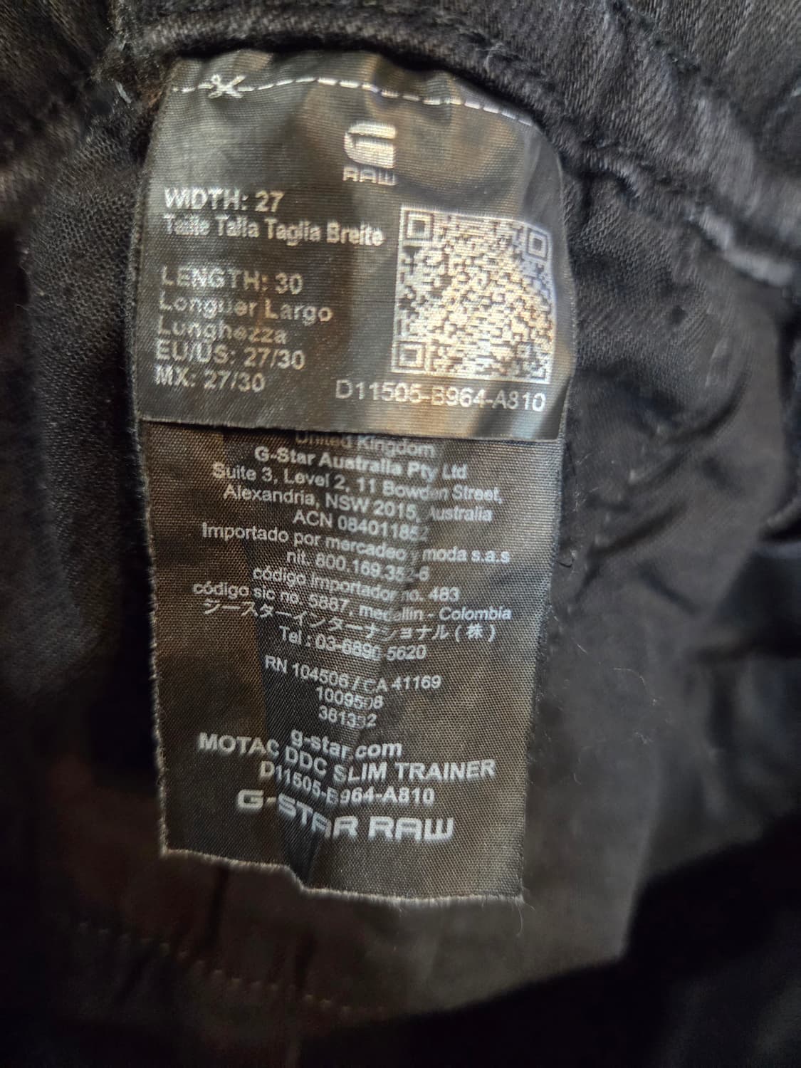 G-Star RAW 블랙 조거 데님 팬츠(W27/L30) 상품이미지6