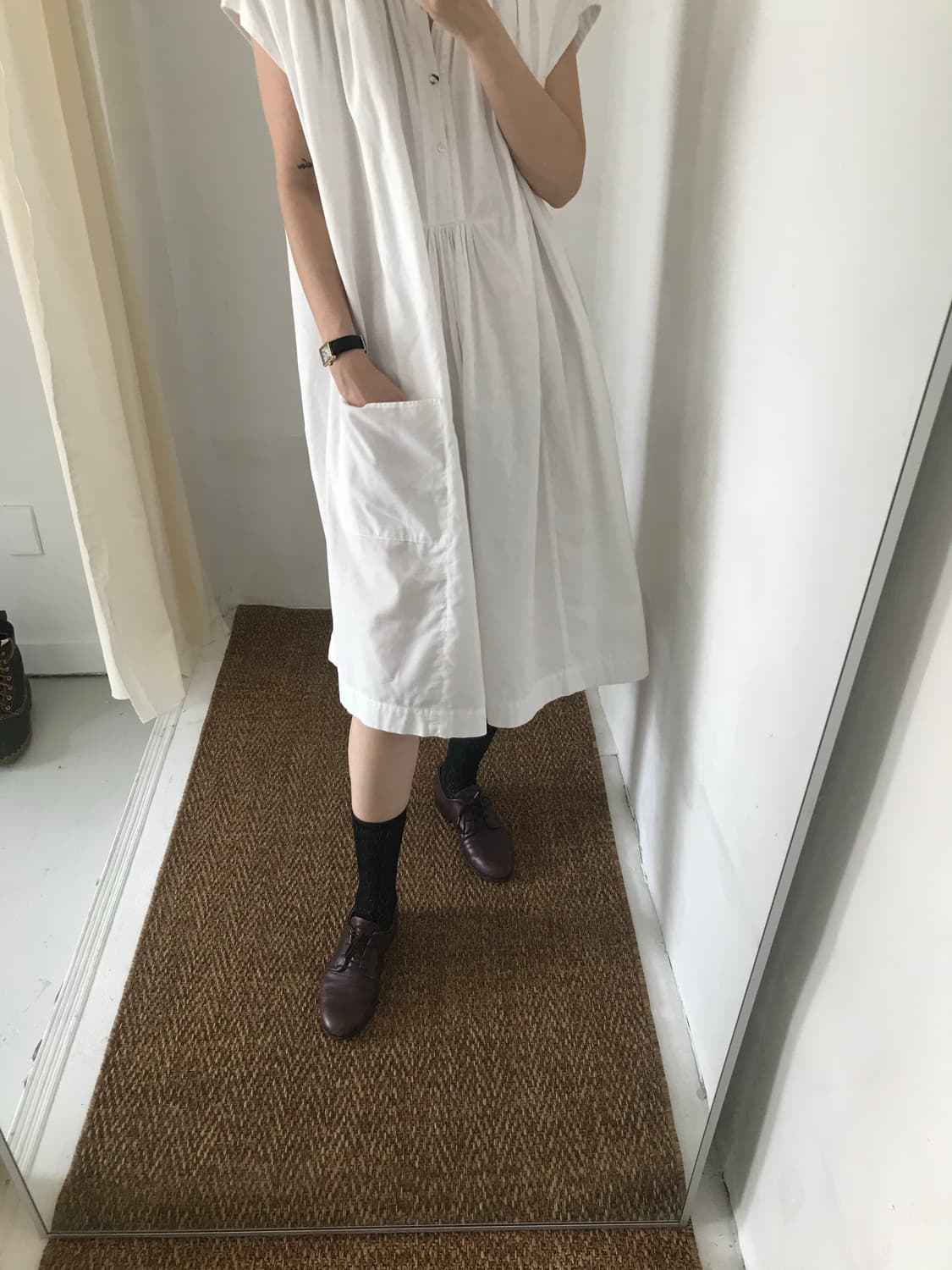 white pocket cotton dress 상품이미지8