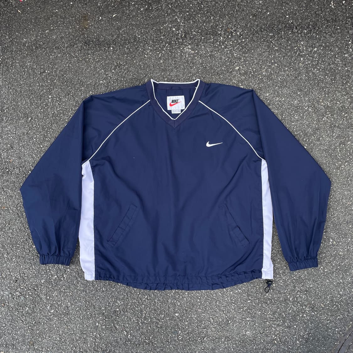 90s 나이키 네이비 자수 올드스쿨 웜업 트랙자켓 바람막이 XL 상품이미지3