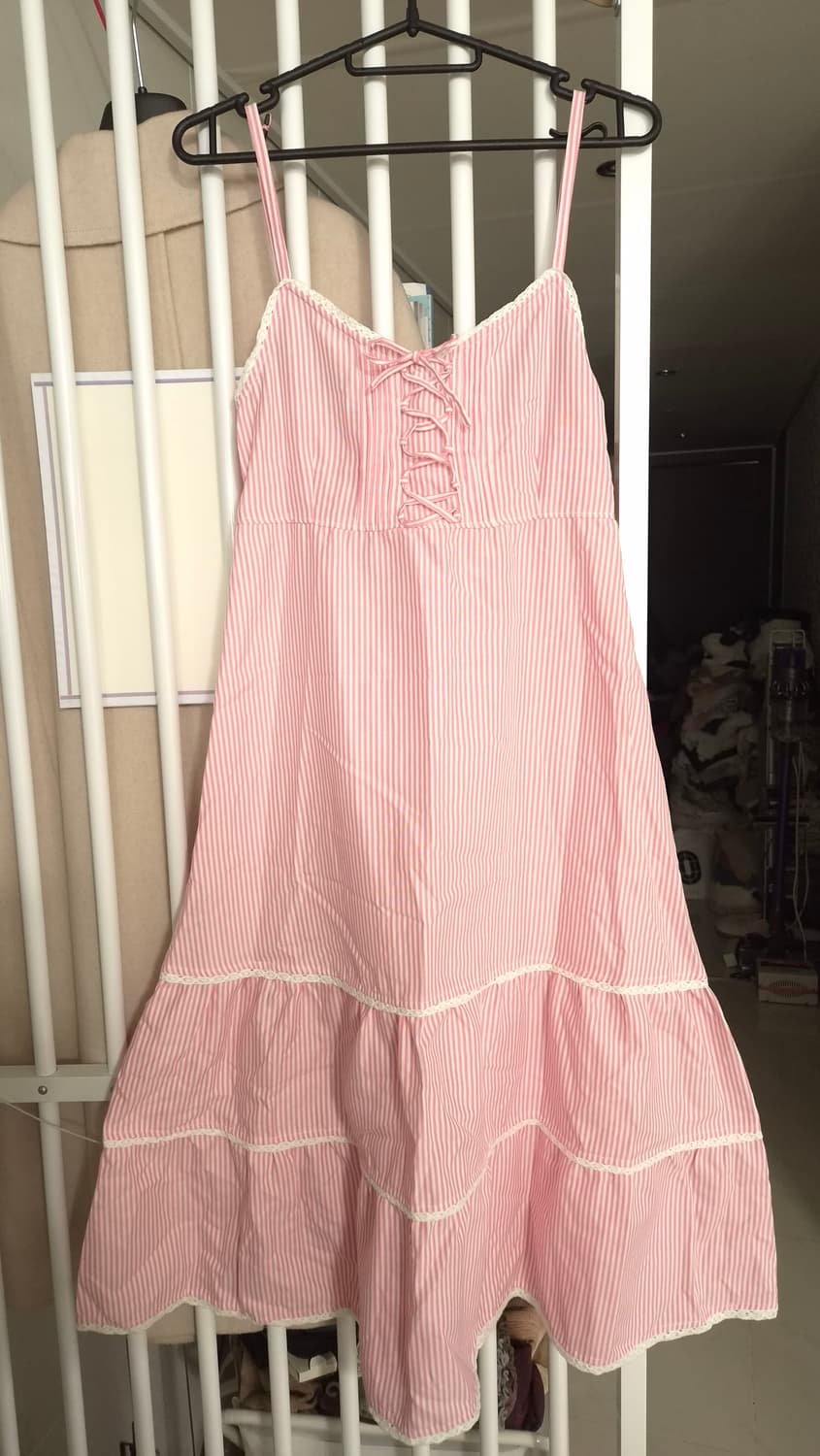 핑크 스트라이프 롱 원피스 상품이미지1