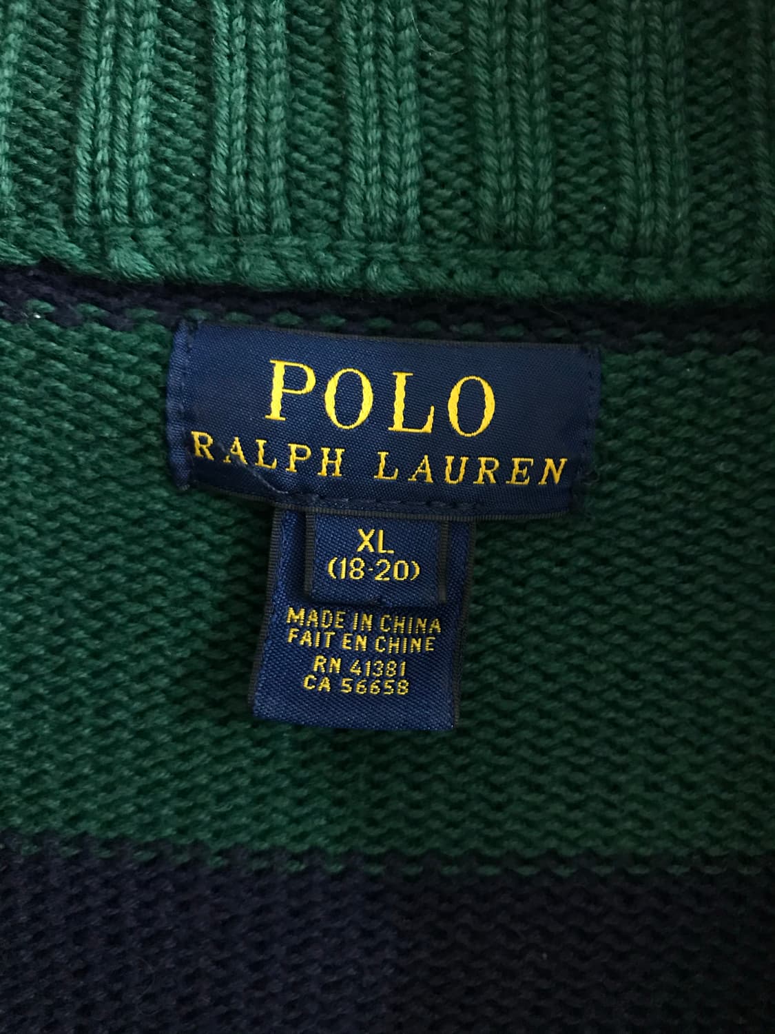 폴로 네이비 그린 단가라 니트 집업 상품이미지5